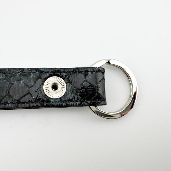 Graphic Image Keychain Strap Black Faux Snakeskin Pattern with Logo Accent - Picture 10 of 10